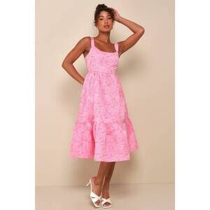 Lulus Pink Floral Midi Dress- ALTERED PROFESSIONALLY TO BE HALTER NWOT